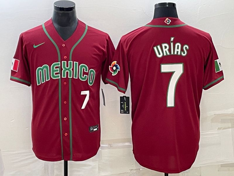 Men 2023 World Cub Mexico #7 Urias Red Nike MLB Jersey23->more jerseys->MLB Jersey